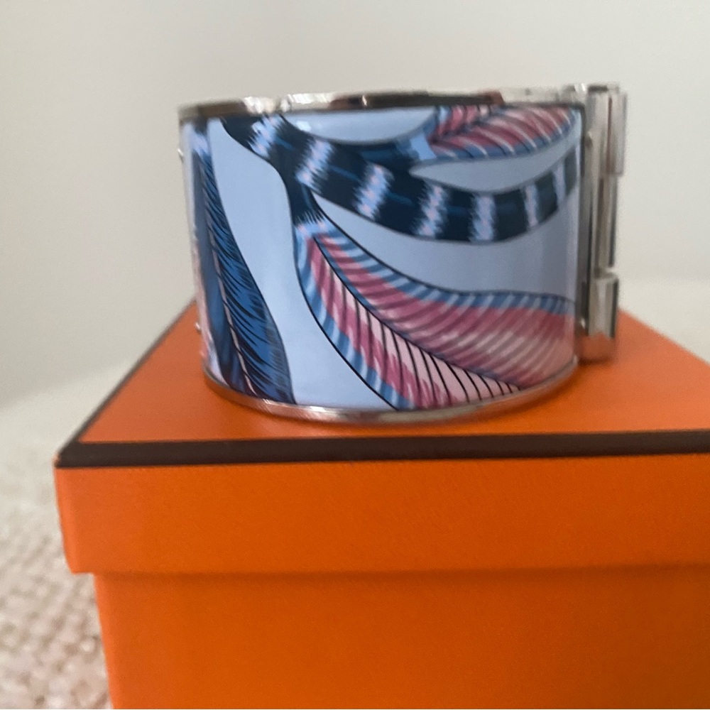Hermes Hinged printed bracelet with enamel motif "Savana Dance. - Picture 3 of 10
